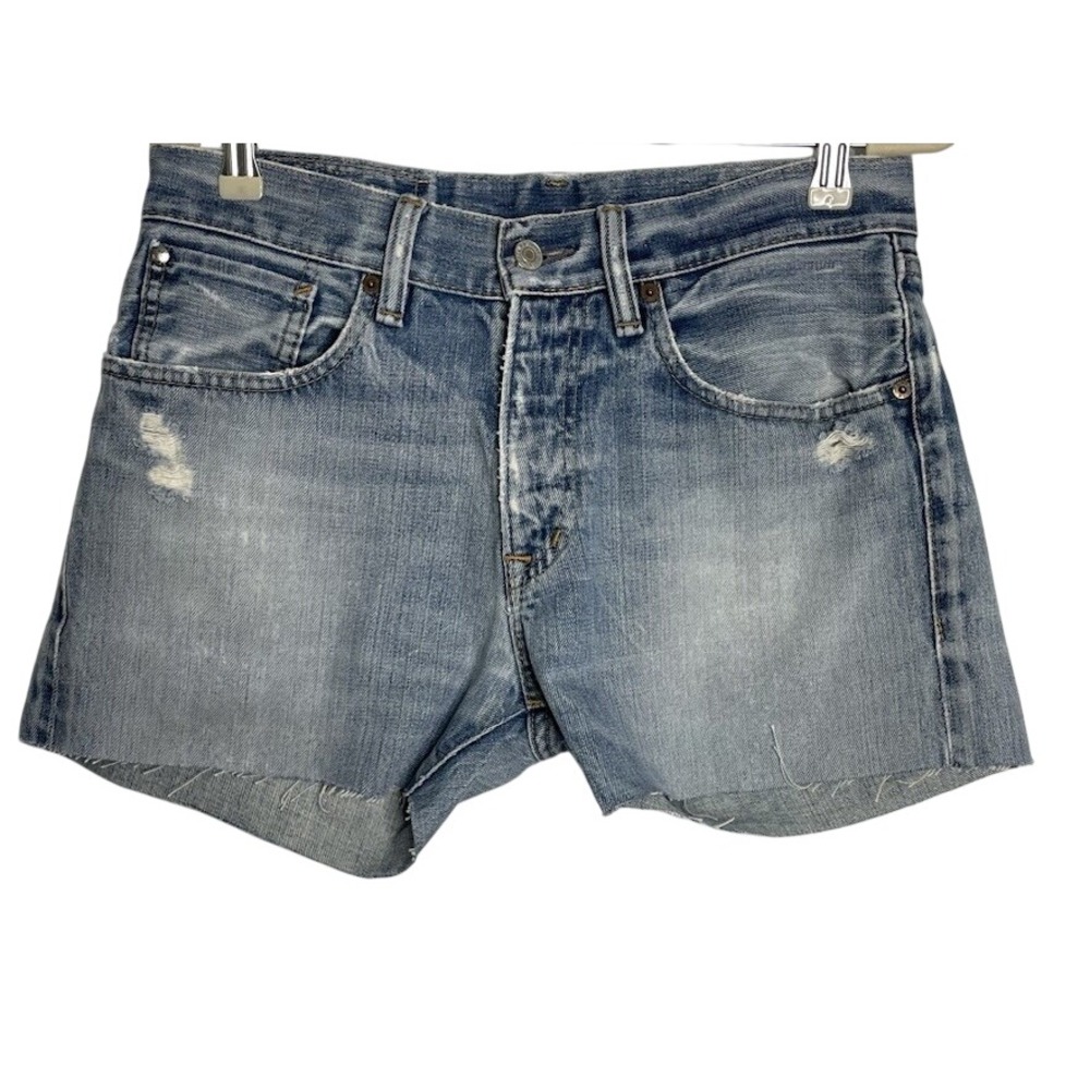 Denim & Supply Ralph Lauren Distressed Americana Cut Off Shorts Blue 32"